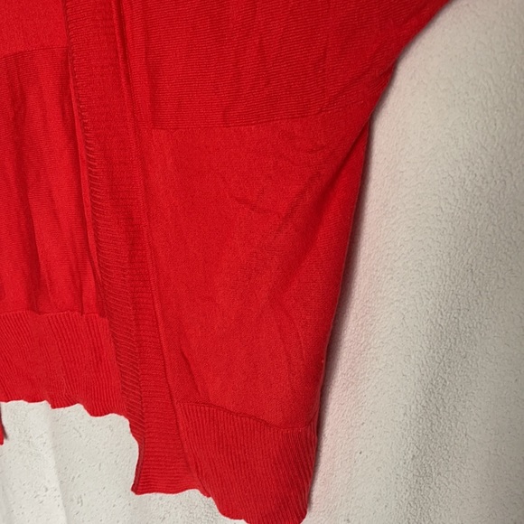 SALE Red Orange Open Front long sleeve Bat Wing Cardigan - Picture 7 of 10
